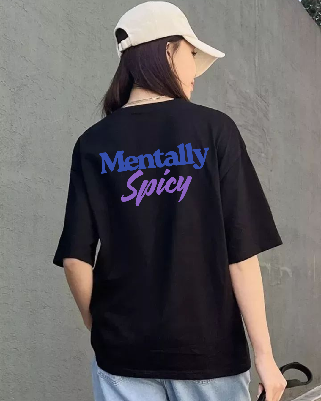 Printed Oversize Black Tshirt Women