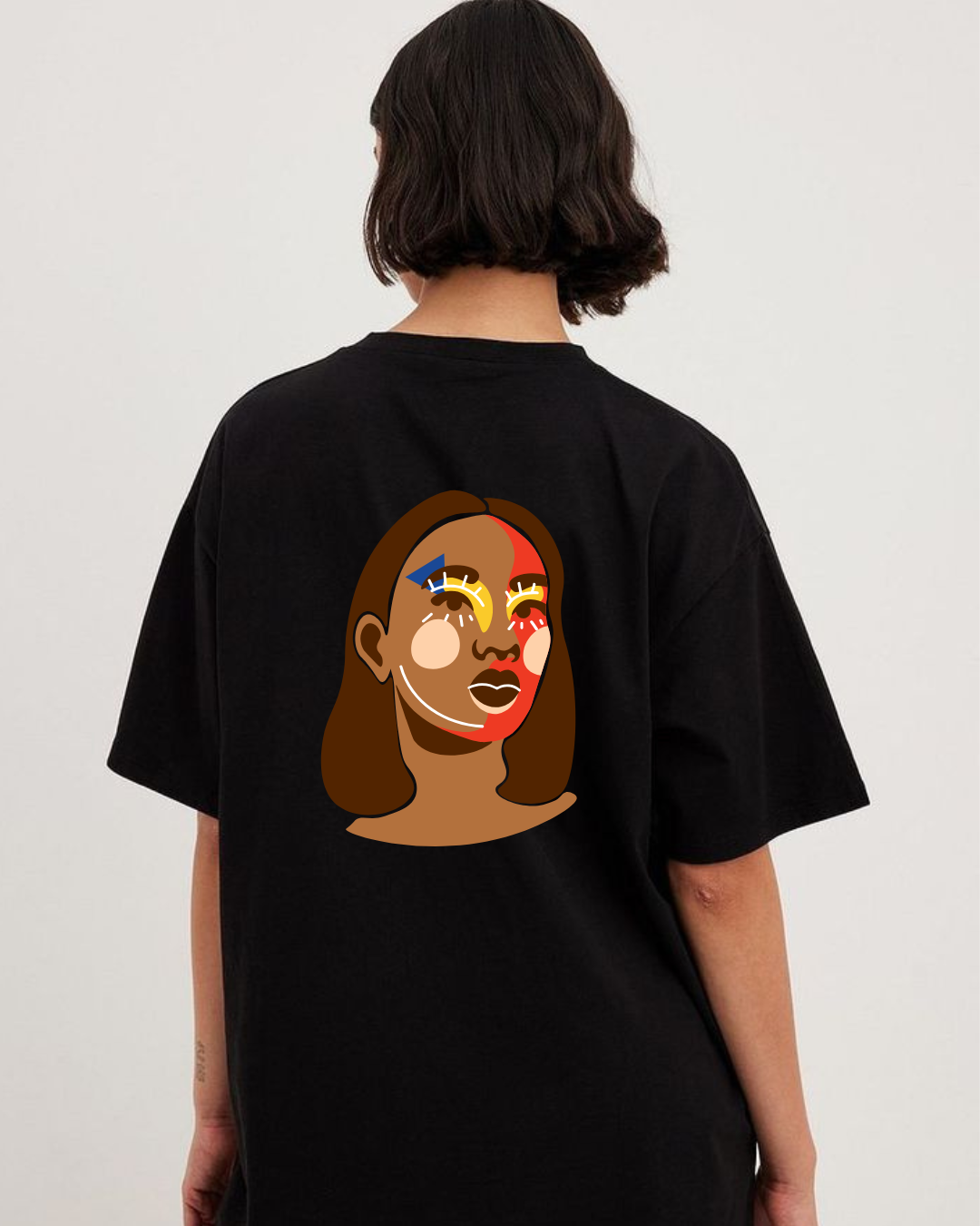 Bold oversize printed cotton tshirt women