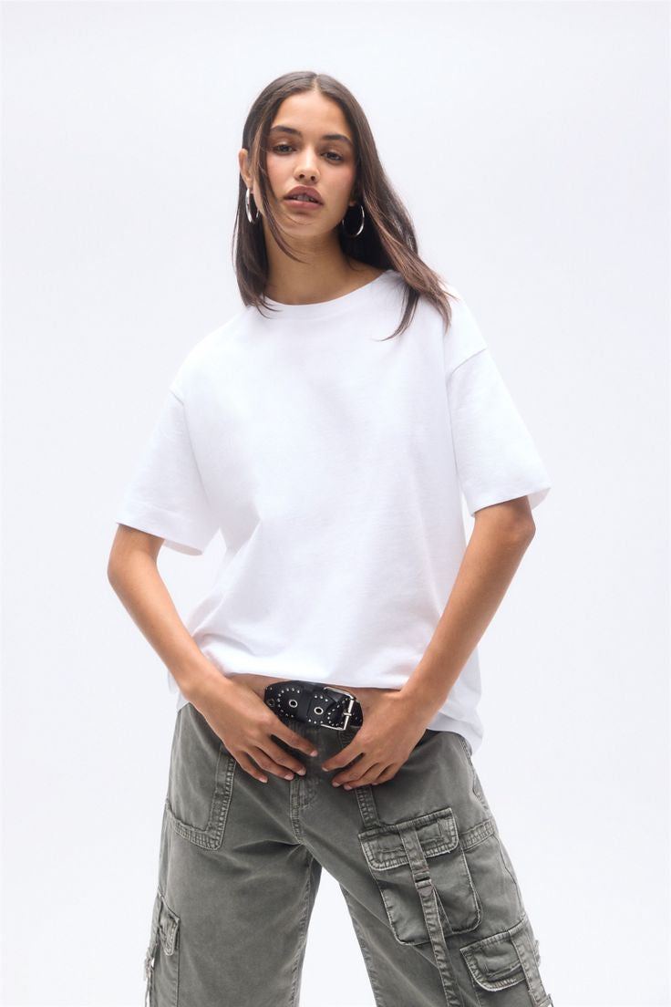 Women's round neck cotton oversized T-shirt