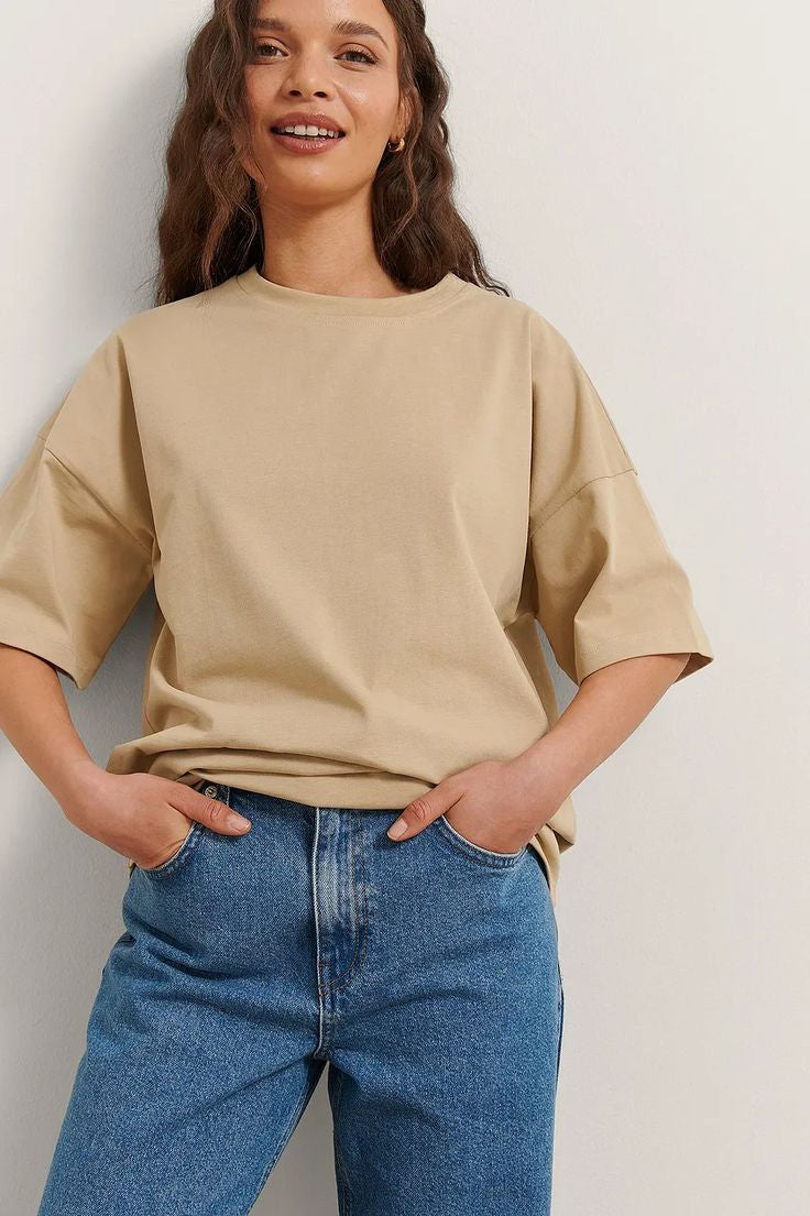 Women's round neck cotton oversized T-shirt