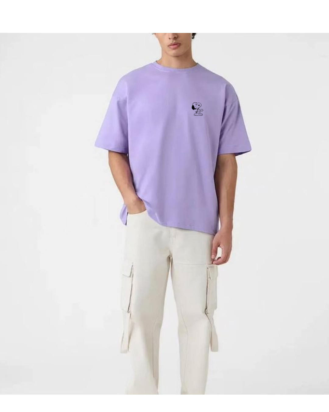 Snoopy Cartoon Oversized baggy Tshirt lavender men