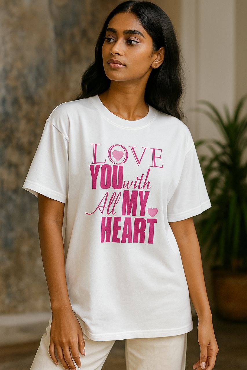 Love you with my heart oversized Tshirt for women