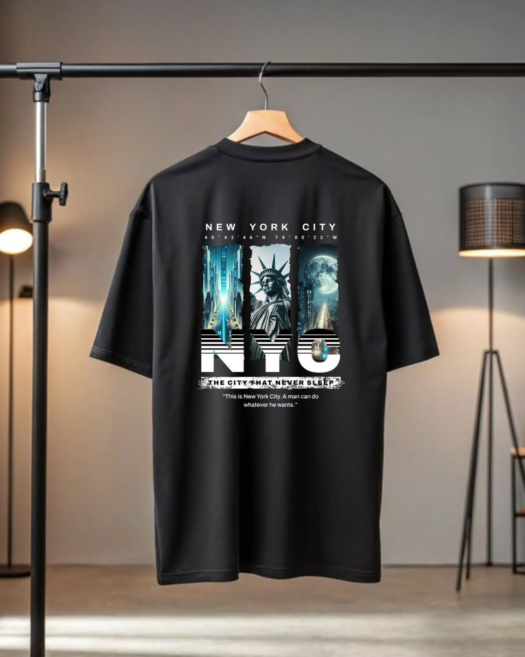 New York City oversized black tshirt
