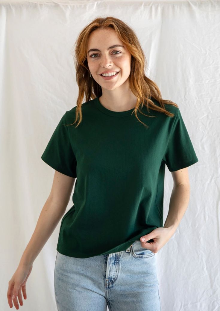Classic dark green tshirt for female