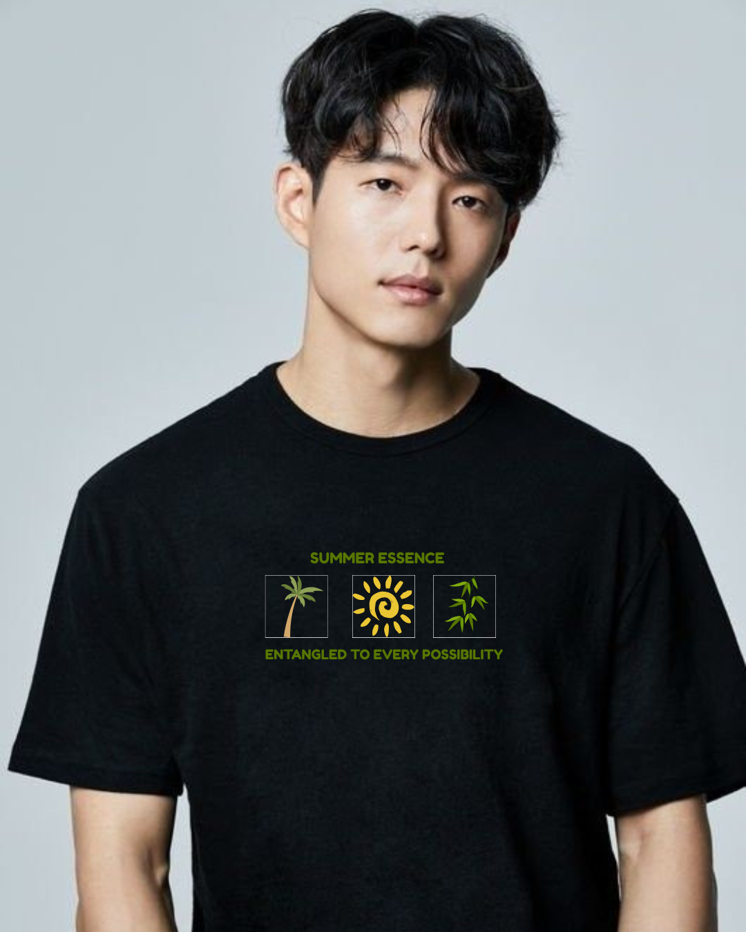 Summer cotton Regular black tshirt men