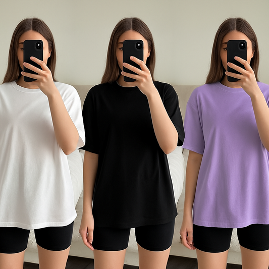 Classic Oversized Tees – White|Black| Lavender