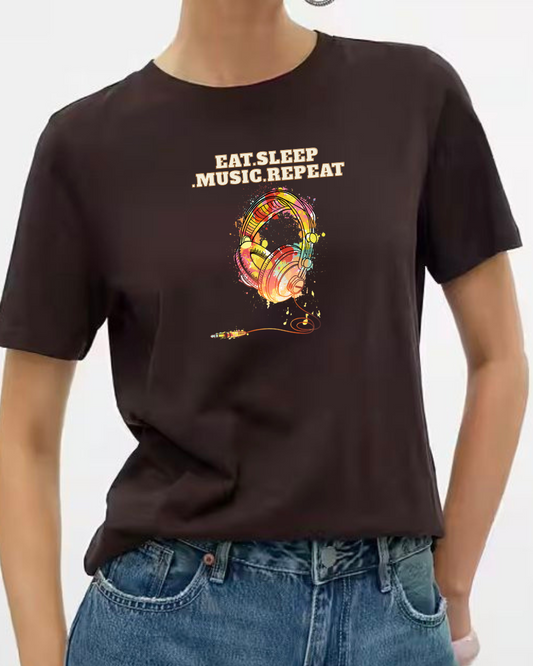 Printed Regular Tshirt Brown Women