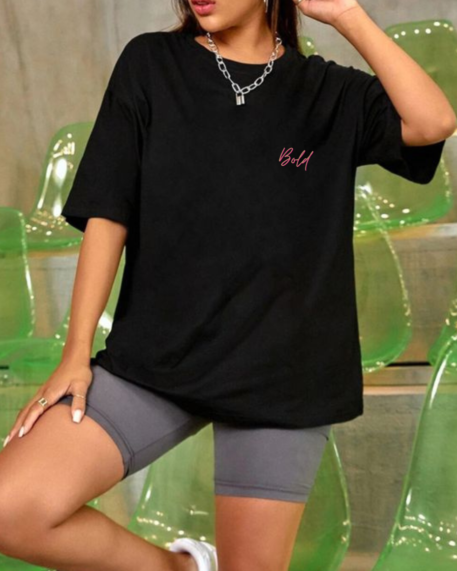 Bold oversize printed cotton tshirt women