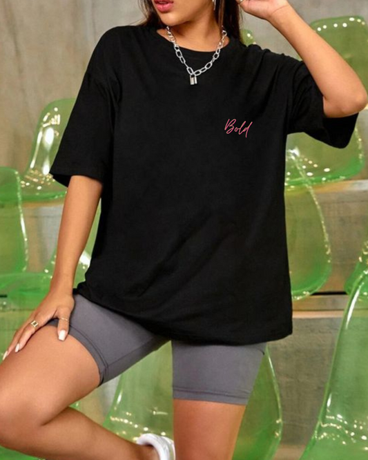 Bold oversize printed cotton tshirt women