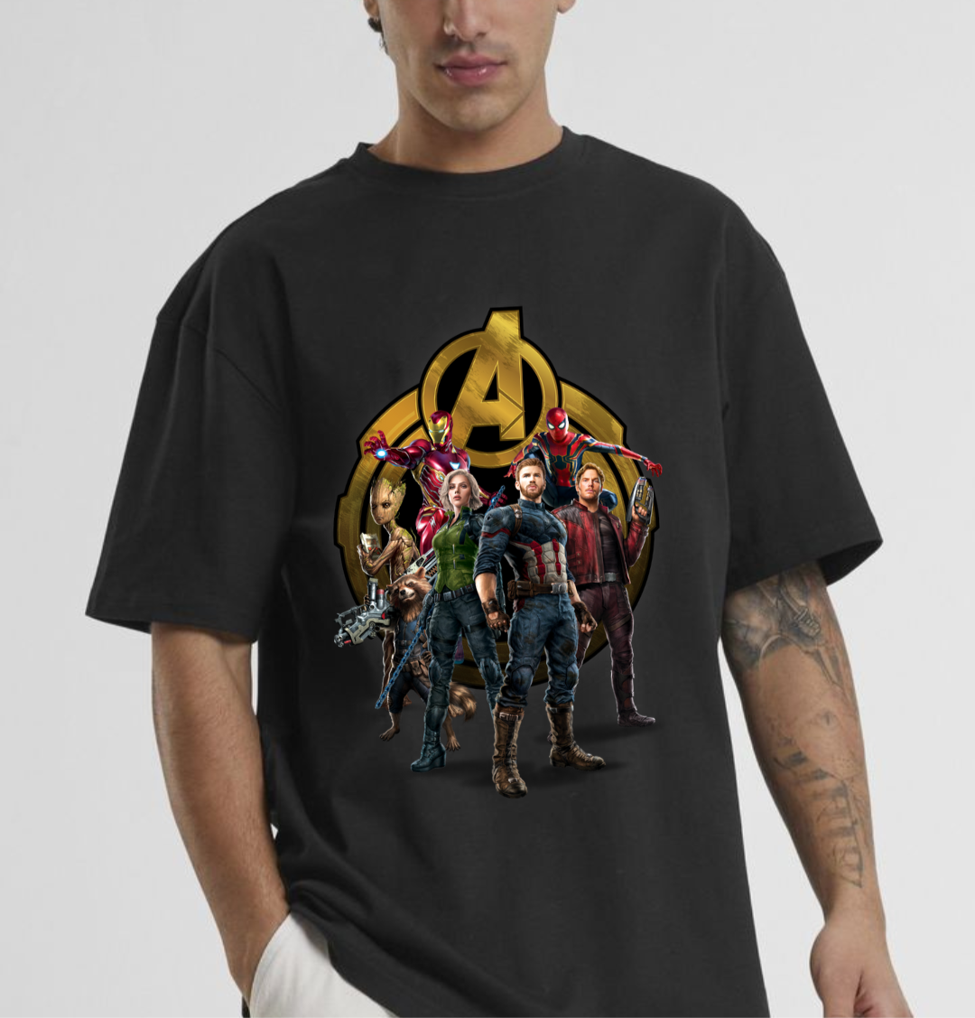 Avengers Black Oversize  baggy Tshirt Men