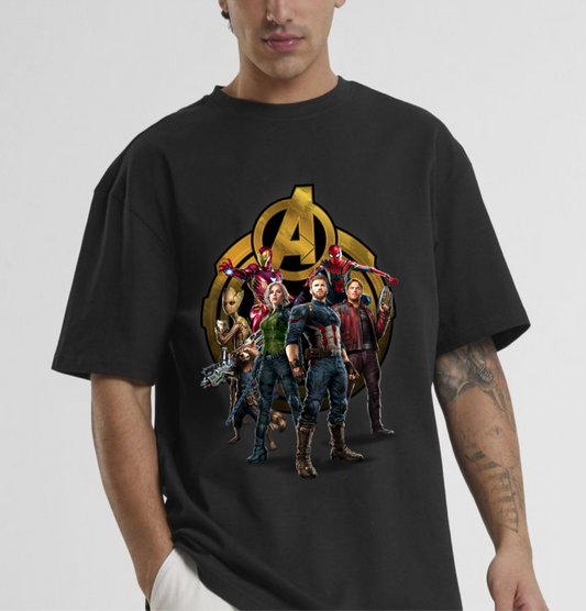 Avengers Black Oversize  baggy Tshirt Men