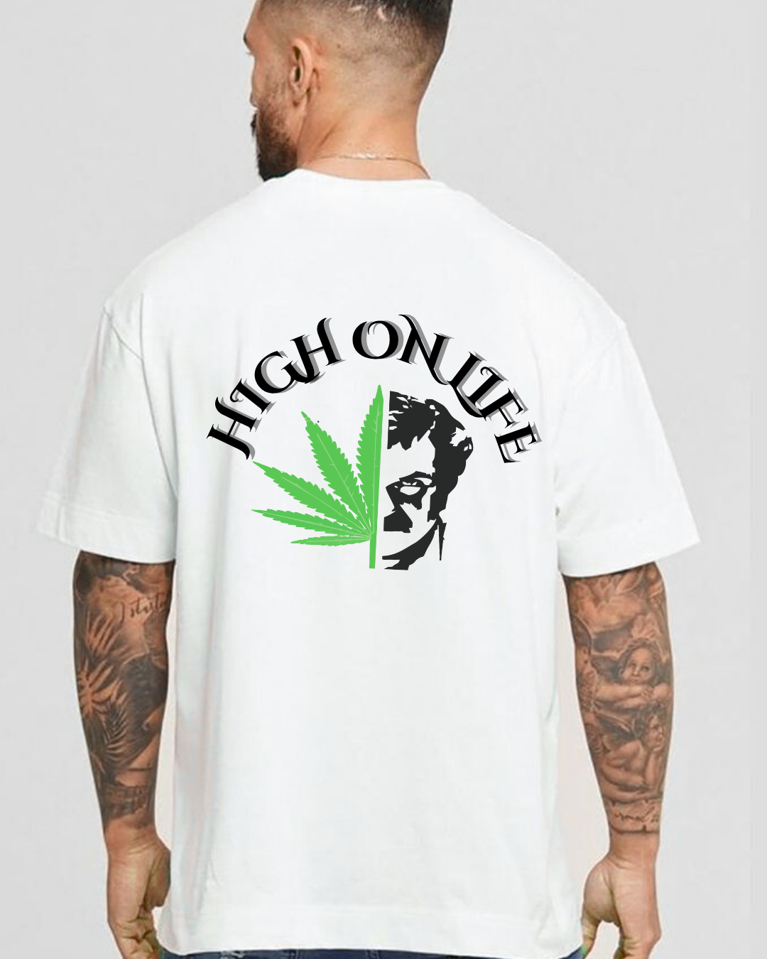 High on life White Oversize Tshirt men