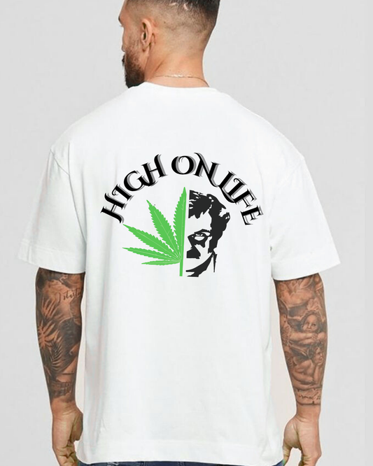 High on life White Oversize Tshirt men