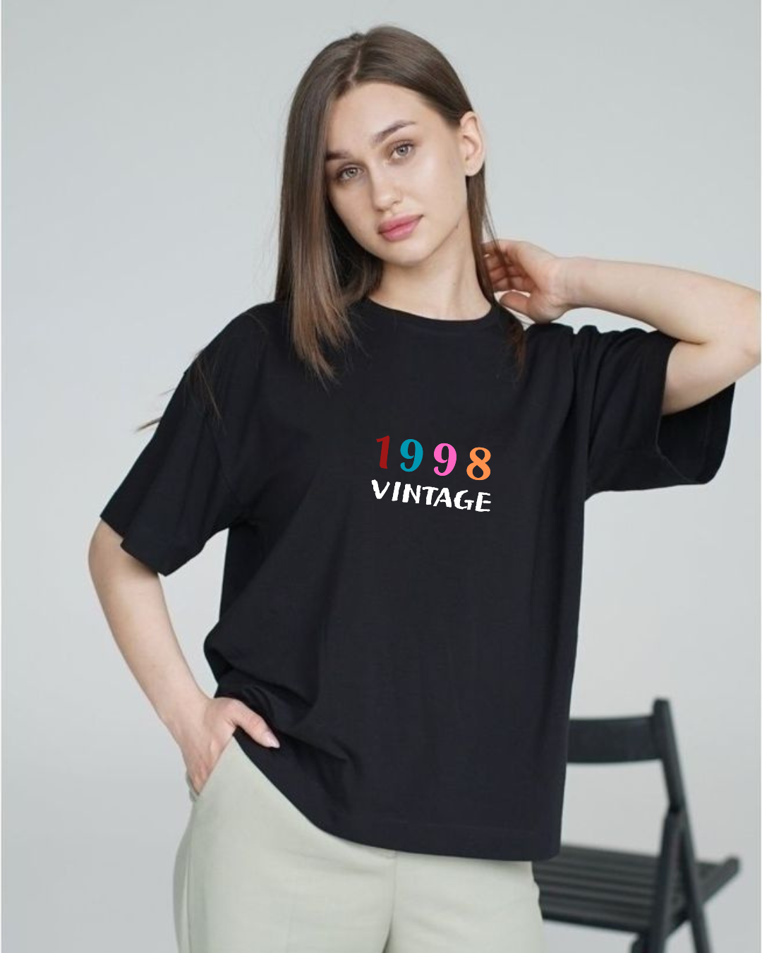 1998 Vintage women's Oversized Black coloured T-shirt