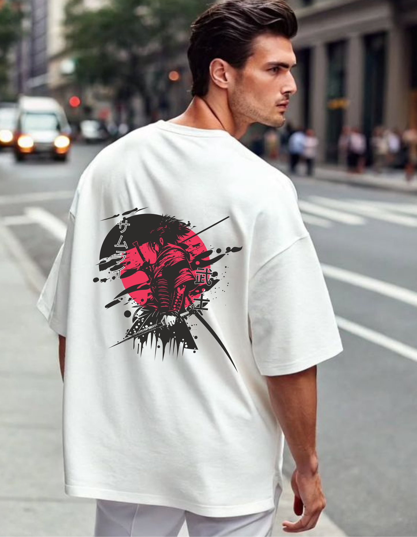 Black and red Samurai Oversized Tshirt