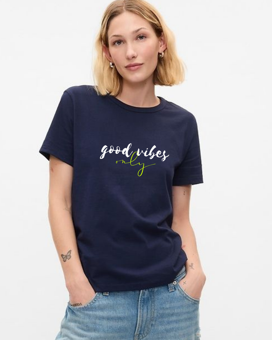 Good Vibes only Women Navyblue Regular size Tshirt