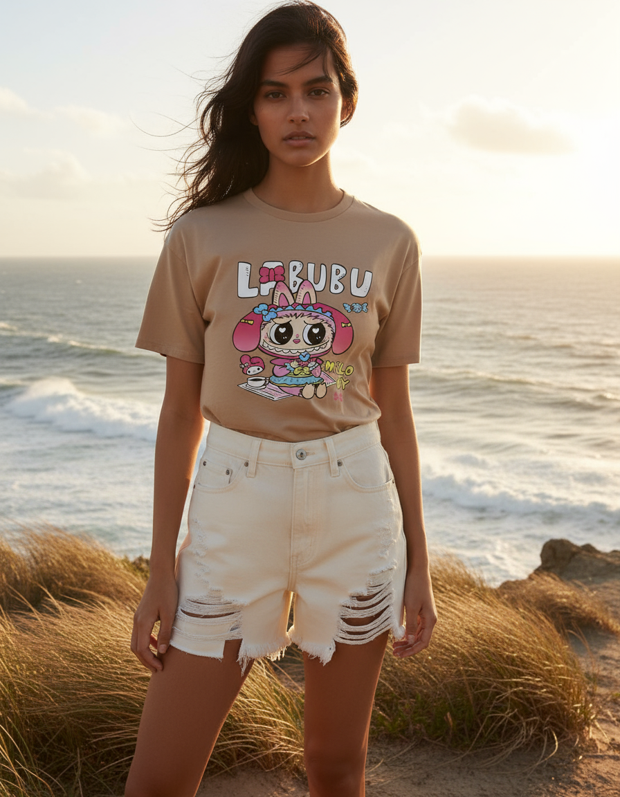 Labubu Oversize Beige Tshirt Women