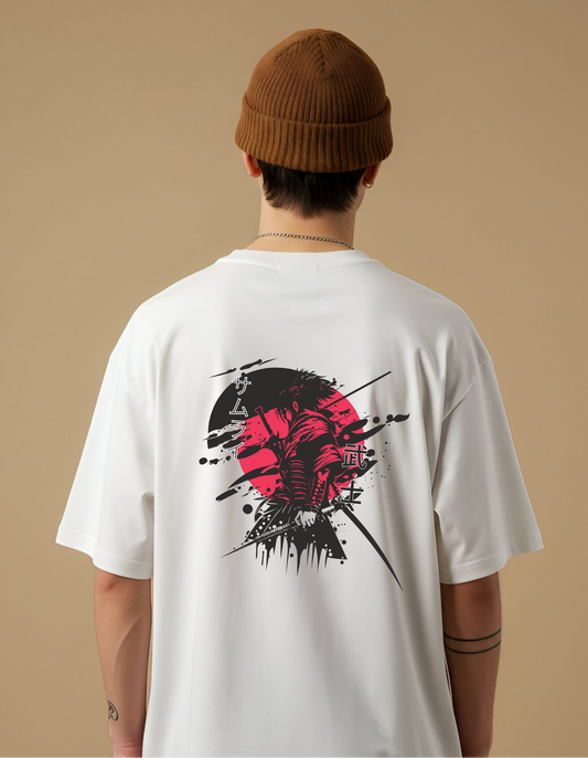 Black and red Samurai Oversized Tshirt