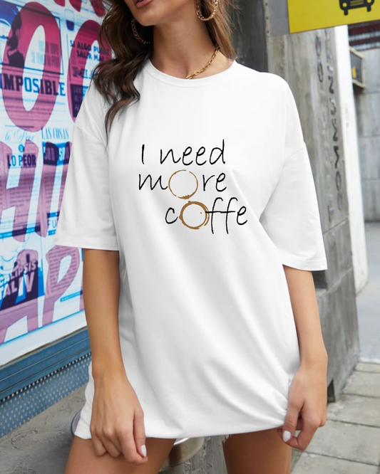 Coffee Oversize White Tshirt Women