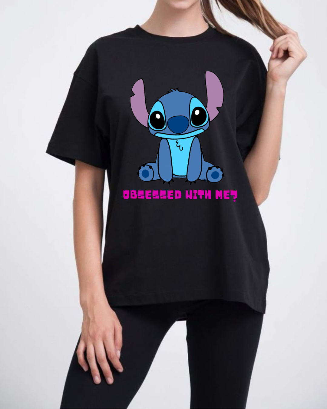 Cute Printed Oversize Black Tshirt  Women