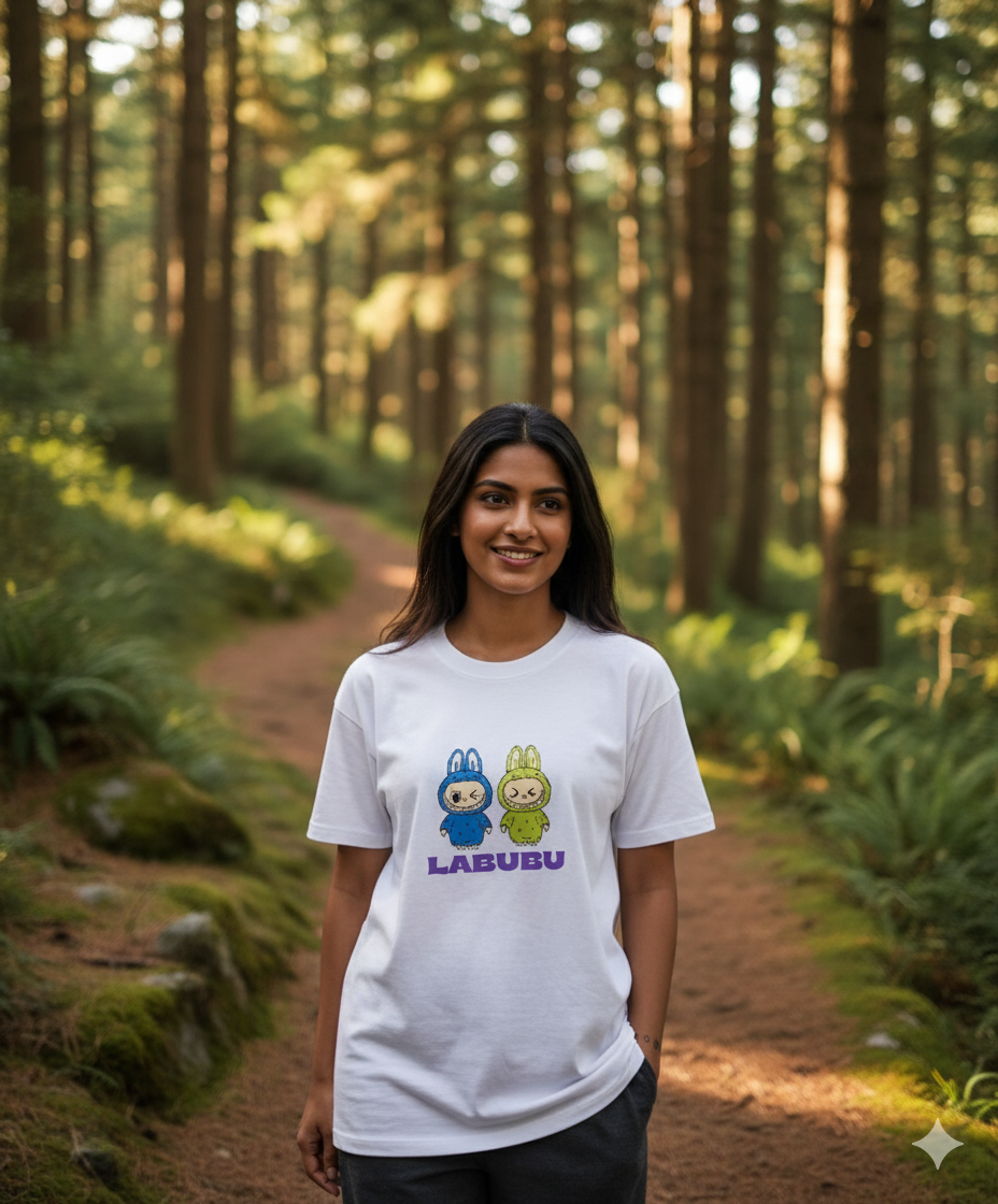 Labubu White Women Oversize Tshirt