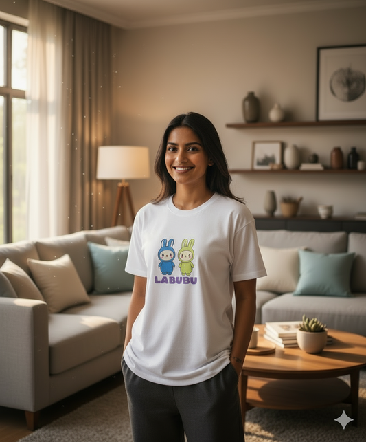 Labubu White Women Oversize Tshirt