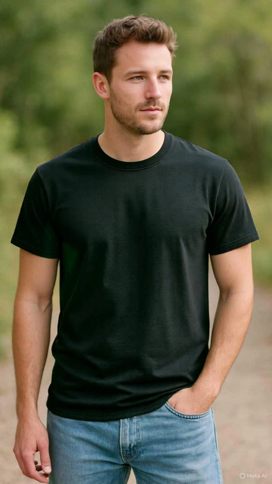Classic Noir Black – Regular Fit T-Shirt for Men